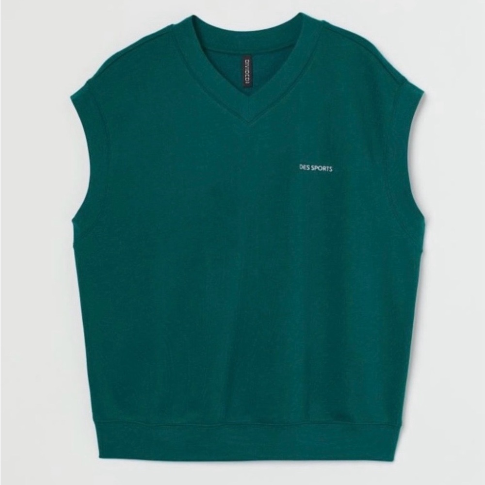 Divided Teal V‑Neck Sleeveless Sweat Top